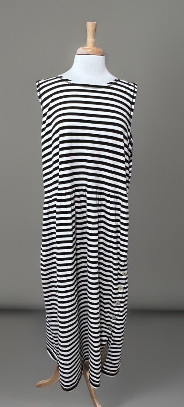JONES NEW YORK SPORT Sleeveless Maxi Dress Button Cotton Stripe Casual Lounge 2X